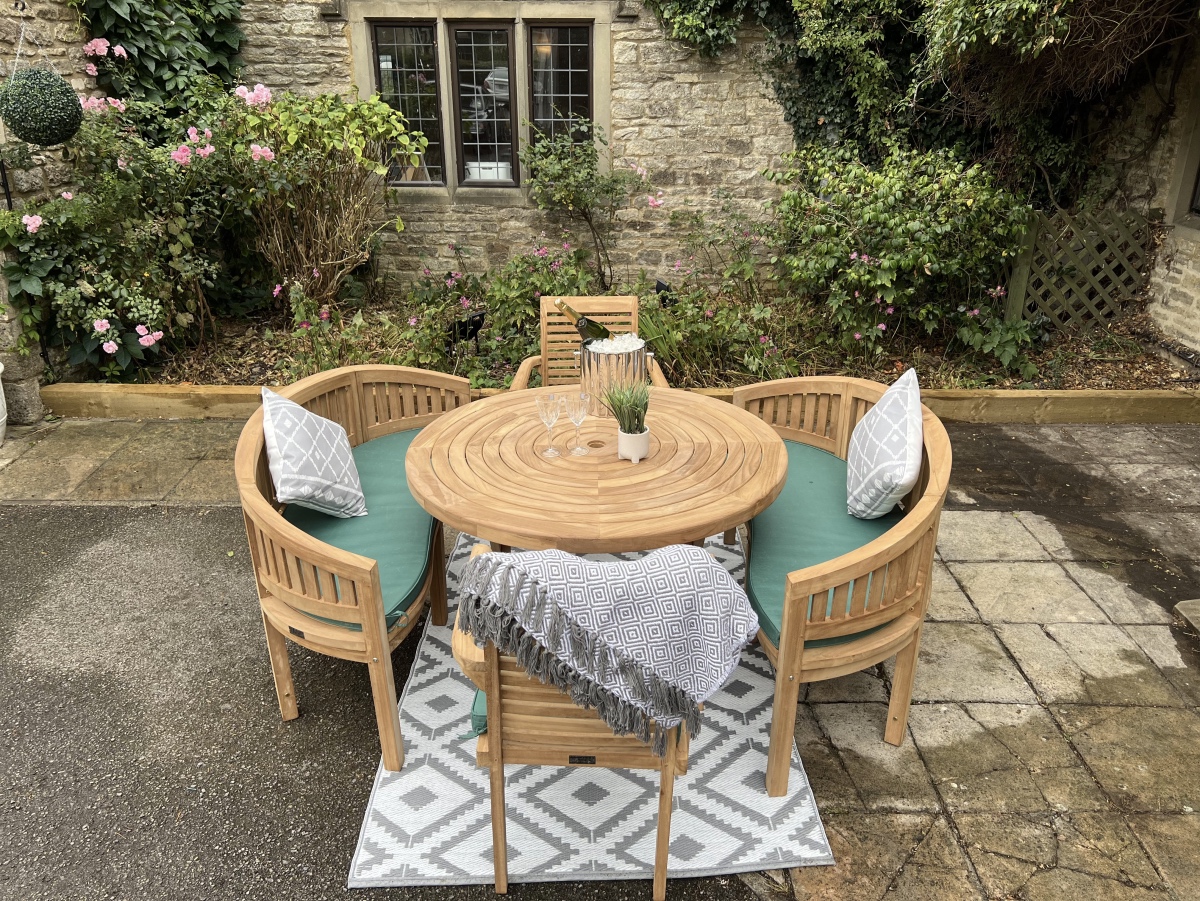 Teak Garden Furniture folding set cushions