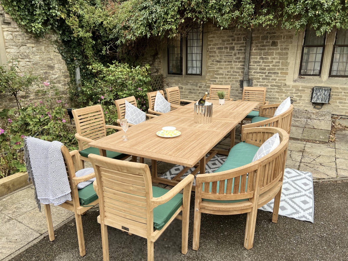 Teak Garden furniture rectangle Table Bench cu lo